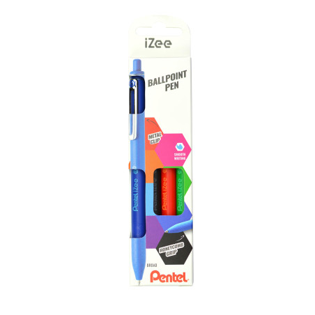 Pentel iZee Bolígrafo BX470 - Boli Retráctil con Cuerpo Mate y Clip Metálico, de Uso muy Cómodo para Escritura Suave, Perfecto p