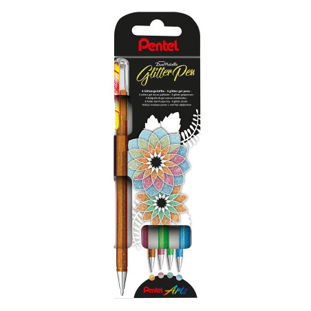 Pentel K110-4DM Dual Metallic Hybrid Stylo à encre gel avec différents effets de couleur sur papier clair/foncé 4DM