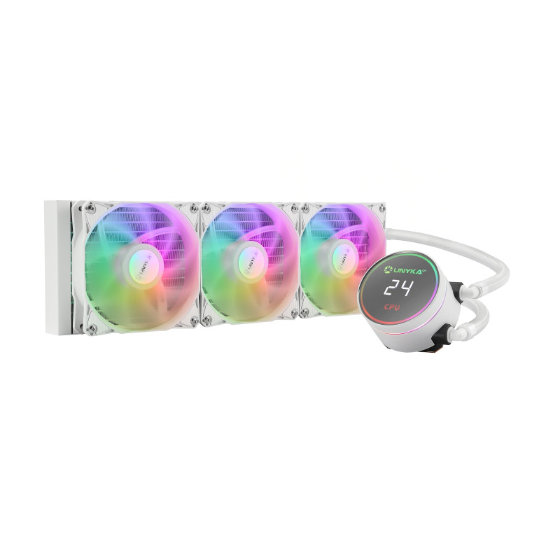 UNYKAch Refroidissement Liquide CPU Aquastorm White 360 Pompe silencieuse, Affichage pour contrôler la température du processeur UNYKAch Refroidissement Liquide CPU Aquastorm White 360 Pompe silencieuse, Affichage pour contrôler la température du processeur