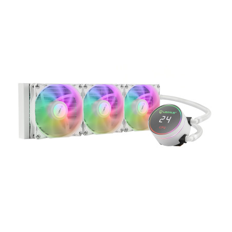 UNYKAch Refroidissement Liquide CPU Aquastorm White 360 Pompe silencieuse, Affichage pour contrôler la température du processeur