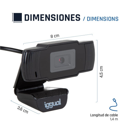 Iggual Webcam USB HD 720p WC720 Vue de Base