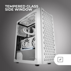 Mars Gaming MC-iPRO, Boîtier Professionnel ATX, Grille Frontale 3D Mesh, Fenêtre Latérale Verre Trempé, Ventilateur FDB Silencie