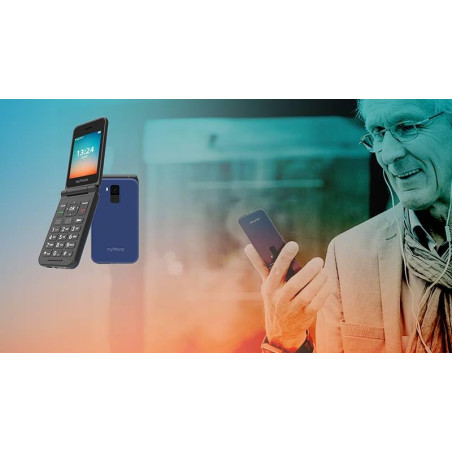 myPhone Flip LTE téléphone à clapet Senior, Grandes Touches, Bouton SOS, 4G, Double SIM, Facile à Utiliser