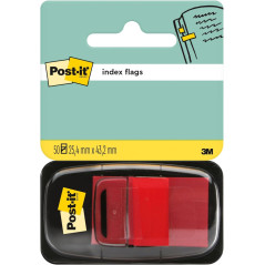 Post-it Marque-Pages Moyen dans un Dévidoir en Plastique, Rouge - 50 Marque-Pages, 25.4 mm x 43.2 mm - Pour Marquer, Surligner o