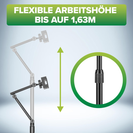 InLine 55725S Support de Tablette Universel avec Plaque de Base en métal réglable en Hauteur jusqu'à 12,9" pour iPad Pro, iPad A