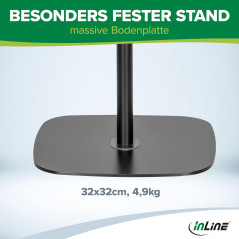 InLine 55725S Support de Tablette Universel avec Plaque de Base en métal réglable en Hauteur jusqu'à 12,9" pour iPad Pro, iPad A