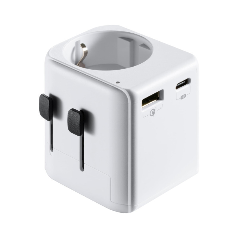 Ewent Adaptateur de Voyage, Adaptateur Prise Schuko vers Le Monde avec 1 USB-C et 1 USB, Universelle Adaptateur de Voyage Schuko Ewent Adaptateur de Voyage, Adaptateur Prise Schuko vers Le Monde avec 1 USB-C et 1 USB, Universelle Adaptateur de Voyage Schuko
