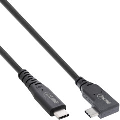InLine Câble USB4, 240 W, USB-C vers USB-C, coudé d'un côté, PD 3.1, 40 Gb/s, 8K@60Hz, Thunderbolt 3, pour écrans, disques durs,