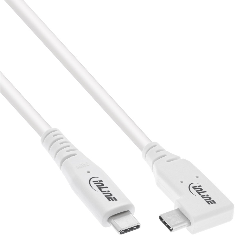 InLine Câble USB4, 240 W, USB-C vers USB-C, coudé d'un côté, PD 3.1, 40 Gb/s, 8K@60Hz, Thunderbolt 3, pour écrans, disques durs, InLine Câble USB4, 240 W, USB-C vers USB-C, coudé d'un côté, PD 3.1, 40 Gb/s, 8K@60Hz, Thunderbolt 3, pour écrans, disques durs,