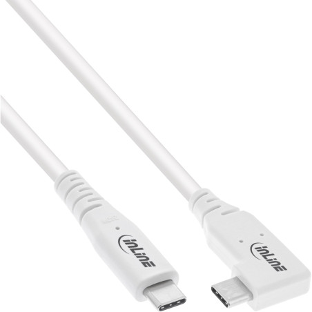 InLine Câble USB4, 240 W, USB-C vers USB-C, coudé d'un côté, PD 3.1, 40 Gb/s, 8K@60Hz, Thunderbolt 3, pour écrans, disques durs,