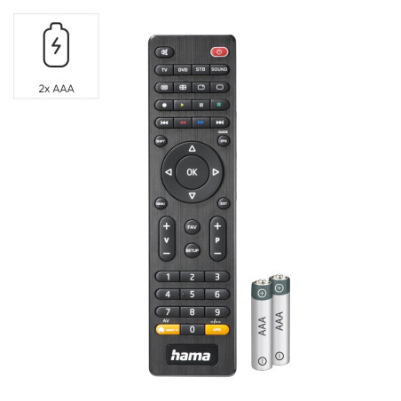 Hama Télécommande Universelle TV pour 4 appareils (Infrarouge, Bouton Intelligent, portée de 10 m, idéale par Exemple pour TV, L