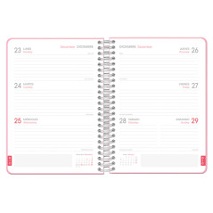 Dohe - Agenda Scolaire 2024 2025 - Vue semaine, A5 (15x21 cm), Fermoir à anneaux et élastique, Espagnol et Anglais, 4 Pages de A
