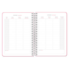 Dohe - Agenda Scolaire 2024 2025 - Vue semaine, A5 (15x21 cm), Fermoir à anneaux et élastique, Espagnol et Anglais, 4 Pages de A