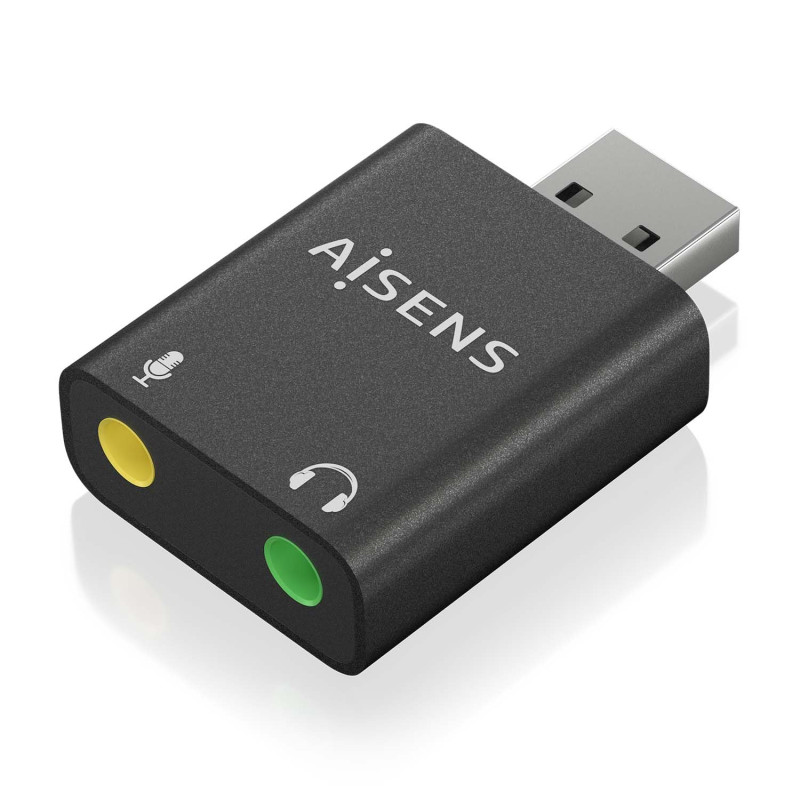 Convertisseur AISENS USB-A vers Audio 48KHZ USB-A/M-2XJACK 3.5/H Noir Convertisseur AISENS USB-A vers Audio 48KHZ USB-A/M-2XJACK 3.5/H Noir