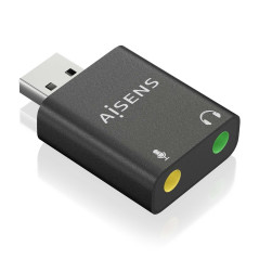 Convertisseur AISENS USB-A vers Audio 48KHZ USB-A/M-2XJACK 3.5/H Noir