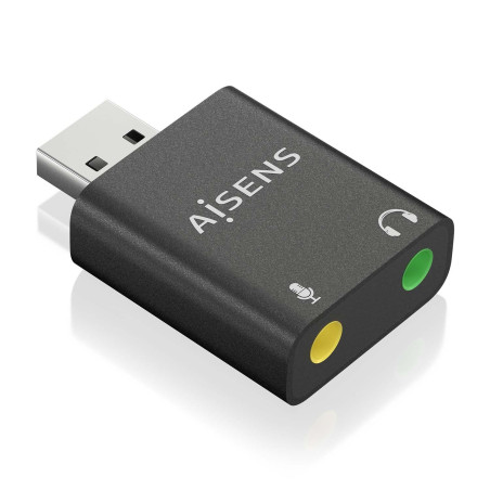 Convertisseur AISENS USB-A vers Audio 48KHZ USB-A/M-2XJACK 3.5/H Noir