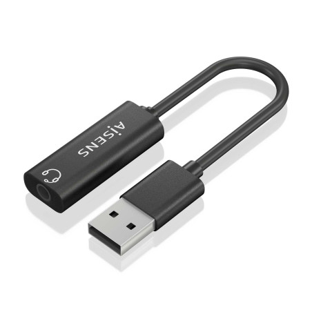 Convertisseur AISENS USB-A vers Audio 48 KHz USB-A/M-Jack 3,5/H Noir 10 cm