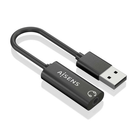 Convertisseur AISENS USB-A vers Audio 48 KHz USB-A/M-Jack 3,5/H Noir 10 cm