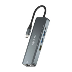 USB-C Dock AISENS 5 en 1 USB-C A 1XHDMI 1XRJ45 2XUSB 1XPD 15CM