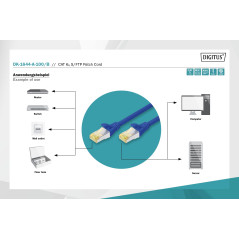 DIGITUS Câble LAN Cat 6A - 10m - RJ45 Câble réseau - S/FTP Blindé - Compatible Cat-6 & Cat-7 - Bleu
