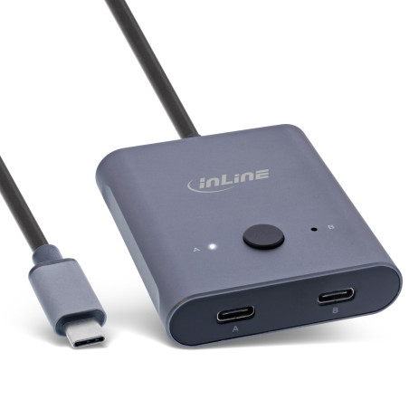 InLine Commutateur USB-C bidirectionnel (données et vidéo), 2 en 1 Sortie ou 1 en 2 Sorties, répartiteur/commutateur pour PC, vi