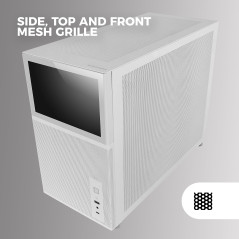 Mars Gaming MC-LCD, Boîtier PC Compact Micro-ATX, Ecran LCD IPS 8", Grille Latérale, Supérieure et Frontale Mesh, Fenêtre Latéra
