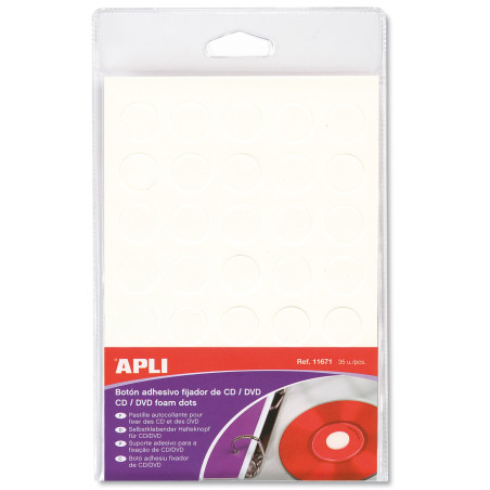 Agipa APLI-AGIPA Pochette de 35 pastilles auto-collantes diamètre 15mm pour CD/DVD