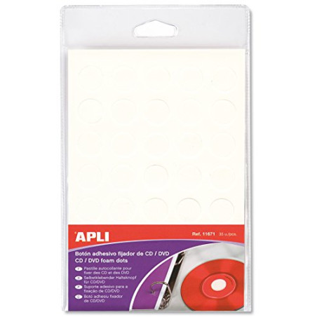 Agipa APLI-AGIPA Pochette de 35 pastilles auto-collantes diamètre 15mm pour CD/DVD