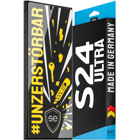 Film de Protection en Verre S.E pour Samsung Galaxy S24 Ultra, incassable, 9H, avec Anti-Choc, Montage innovant et matériau inca