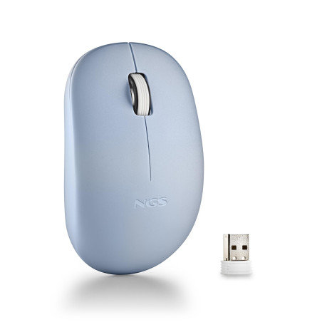 NGS Fog Pro Blue - Souris sans Fil, Souris Optique 1000 DPI, Interface Nano USB, Boutons Silencieux, 2 Boutons et Molette de déf