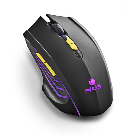 NGS GMX-200 - Souris de Jeu sans Fil avec éclairage LED 6 Boutons capteur Optique réglable Compatible PC et Ordinateurs Portable