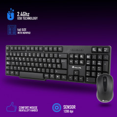 NGS Euphoria Kit idioma Portugués (QWERTY) - Combo Teclado y Ratón inalámbrico 2.4GHz, Clicks silenciosos. Compatible Con Mac/Wi