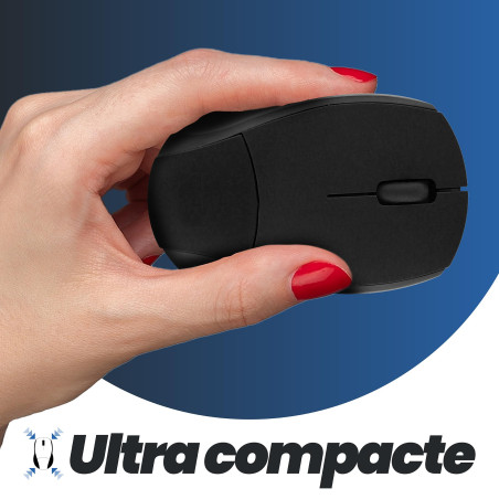 T'nB - Souris sans Fil Miny, Ultra Compacte, Connexion USB par Dongle, Plug & Play sans Installation, Veille Automatique, Alimen