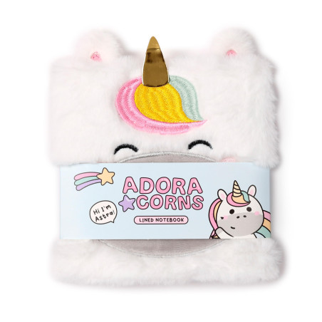 Puckator Carnet avec Couverture en Peluche - Licorne - Adoracorns - Fluffies