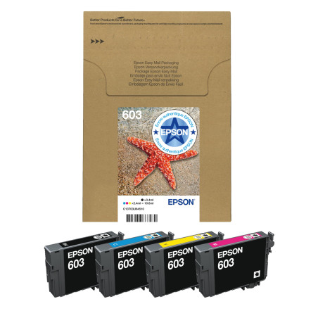 Epson EasyMail Multipack 603 Etoile de Mer, Cartouches d'encre d'origine, 4 couleurs: Noir, Cyan, Magenta, Jaune, Format boite a