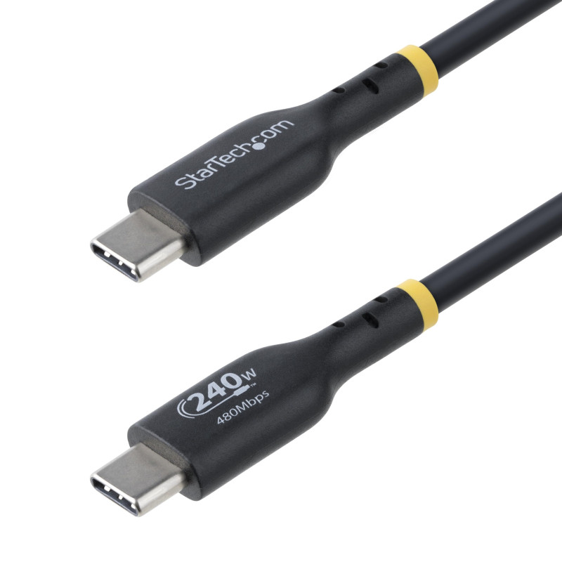 StarTech.com Câble de Recharge USB-C de 2m, Certifié USB-IF, 240W PD EPR, Câble Chargeur USB 2.0 Type-C pour Ordinateur Portable StarTech.com Câble de Recharge USB-C de 2m, Certifié USB-IF, 240W PD EPR, Câble Chargeur USB 2.0 Type-C pour Ordinateur Portable