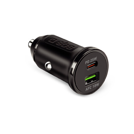 SBS Chargeur de voiture 25 Watt, chargeur pour iPhone, Samsung, Xiaomi, Oppo, USB-C pour téléphones portables et tablettes, sort