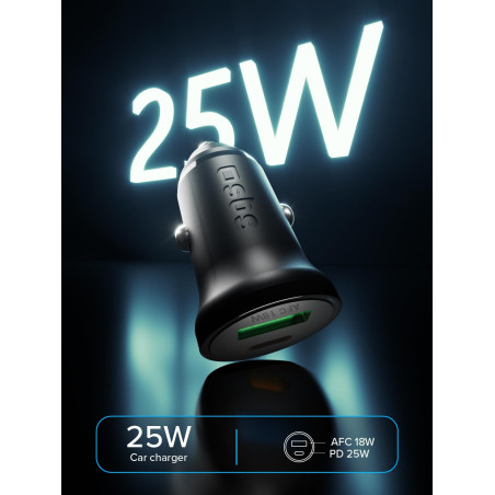 SBS Chargeur de voiture 25 Watt, chargeur pour iPhone, Samsung, Xiaomi, Oppo, USB-C pour téléphones portables et tablettes, sort