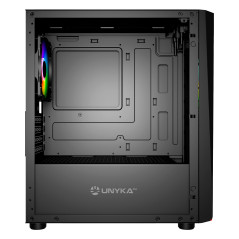 UNYKAch Boîtier PC Gaming Micro ATX Mini GLAYZE, façade ARGB, Verre trempé latéral, Ventilateur ARGB 120 mm, USB 2.0 et Deux USB