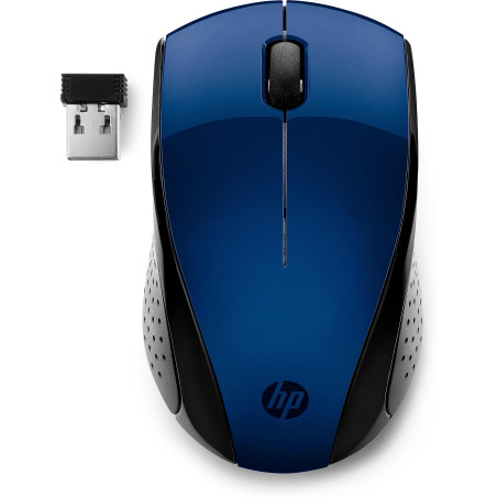 HP - PC 220 - Souris Sans Fil Bleu Lumière (USB, 1600 DPI, Ambidextre) 7KX11AA#ABB 9,48 x 5,7 x 3,91 cm