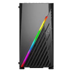 UNYKAch Boîtier PC Gaming Micro ATX Mini GLAYZE, façade ARGB, Verre trempé latéral, Ventilateur ARGB 120 mm, USB 2.0 et Deux USB