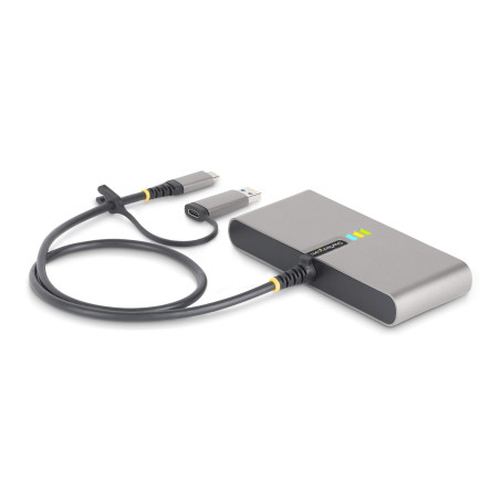 StarTech.com Hub USB-C à 2 Ports USB-A avec Ethernet et RS-232, Dongle USB-C vers USB-A, 100W PD Pass-Through, 2x USB-A 5Gbps, G