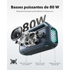 Soundcore Enceinte Bluetooth puissante Boom 2, Son de 80 W avec Caisson de Basse et BassUp 2.0, 24h, IPX7, USB-C, Bluetooth 5.3,