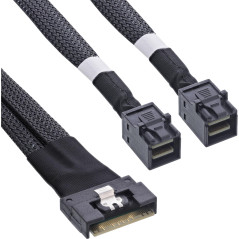 InLine Câble SAS Slim SFF-8654 8i vers 2 x SFF-8643 0,5 m 27648A