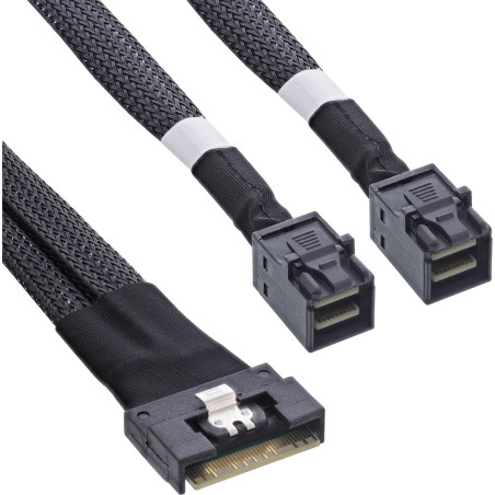 InLine Câble SAS Slim SFF-8654 8i vers 2 x SFF-8643 0,5 m 27648A