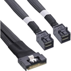 InLine Câble SAS Slim SFF-8654 8i vers 2 x SFF-8643 0,5 m 27648A
