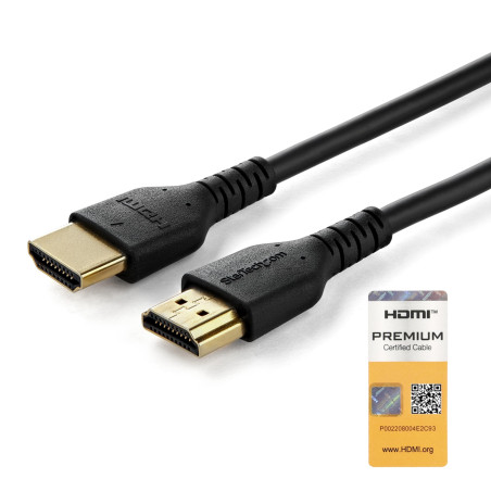 StarTech.com Câble HDMI 2.0 de 1,5m avec Ethernet Certifié Premium, Haute Débit UHD 4K 60Hz HDR Durable, Cordon HDMI Mâle vers M