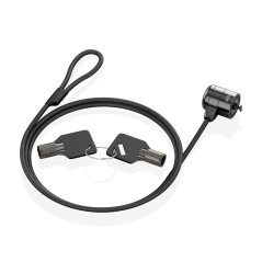 AISENS - ASLK-D40K04-BK - Câble de sécurité avec Serrure de clé pour Ordinateur, Moniteur, Portable 1,5 m