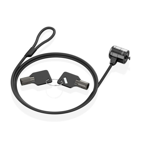 AISENS - ASLK-D40K04-BK - Câble de sécurité avec Serrure de clé pour Ordinateur, Moniteur, Portable 1,5 m