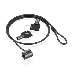 AISENS - ASLK-D40K04-BK - Câble de sécurité avec Serrure de clé pour Ordinateur, Moniteur, Portable 1,5 m